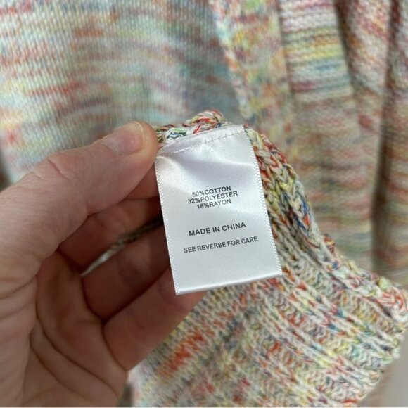Lucy Paris Cream Multicolor Rainbow Light Knit Cardigan Sweater Size Medium - Picture 6 of 8